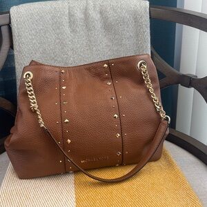 Michael Kors Chestnut Leather Handbag with Gold Accents